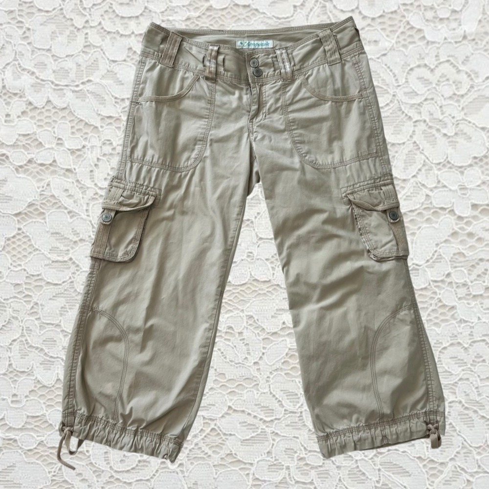 vintage aeropostale low rise khaki cargo capri pants